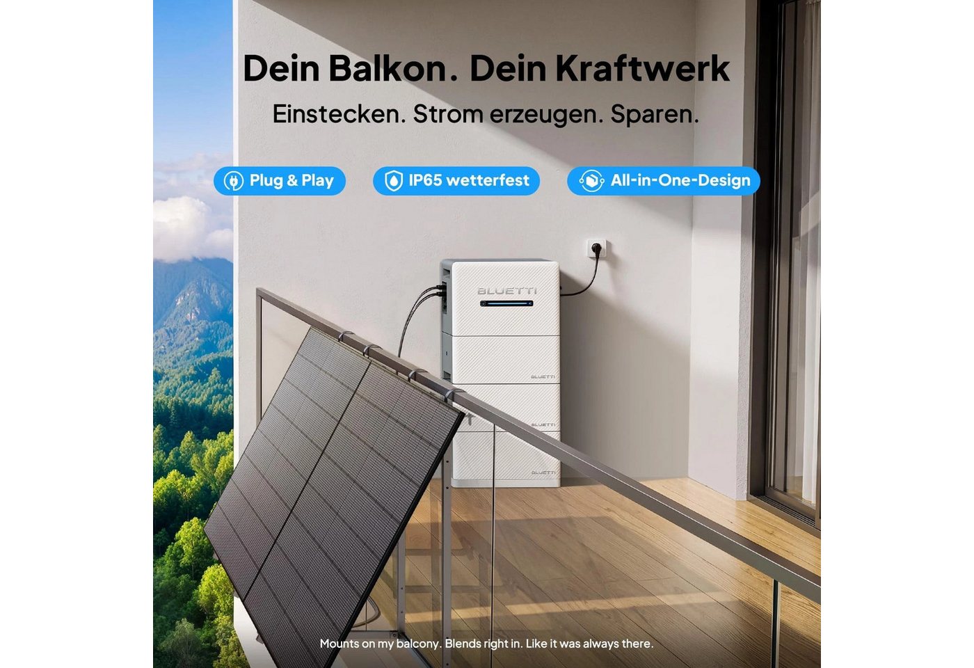 BLUETTI Balkonkraftwerk BLUETTI Balco 260 2.400 W PV-Eingang, 2.560 Wh LiFePO4 Stromspeicher, 4 MPPT, Solaranlage, WLAN & Bluetooth Bild 2