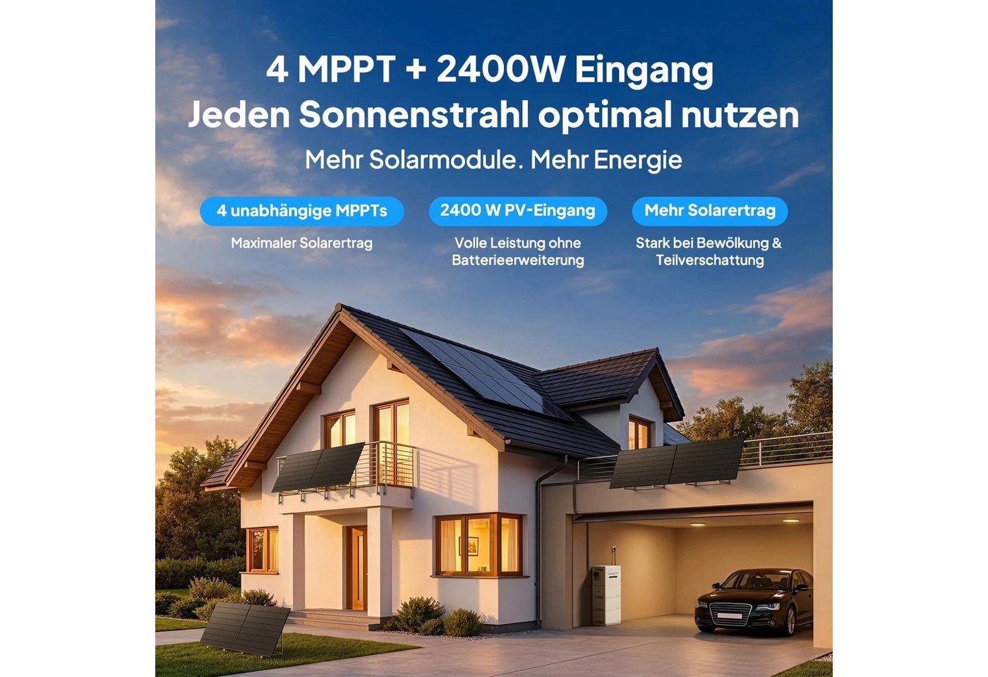 BLUETTI Balkonkraftwerk BLUETTI Balco 260 2.400 W PV-Eingang, 2.560 Wh LiFePO4 Stromspeicher, 4 MPPT, Solaranlage, WLAN & Bluetooth Bild 3