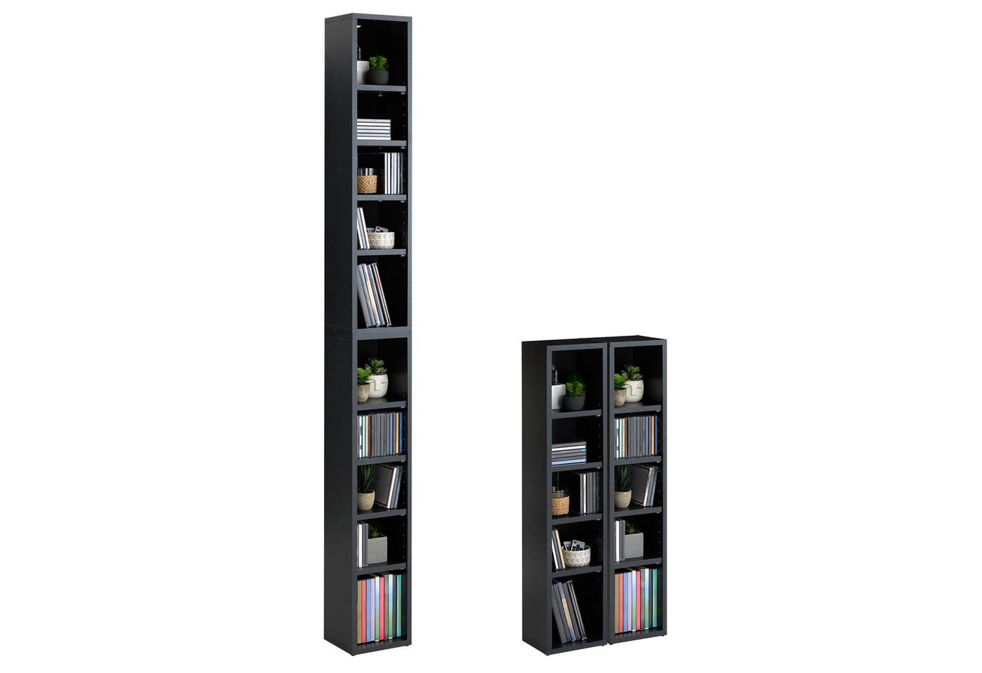 CARO-Möbel CD-Regal CHART, Medienregal aus 2 Modulen Medien Aufbewahrung bis 160 CDs beton dunkel Bild 4