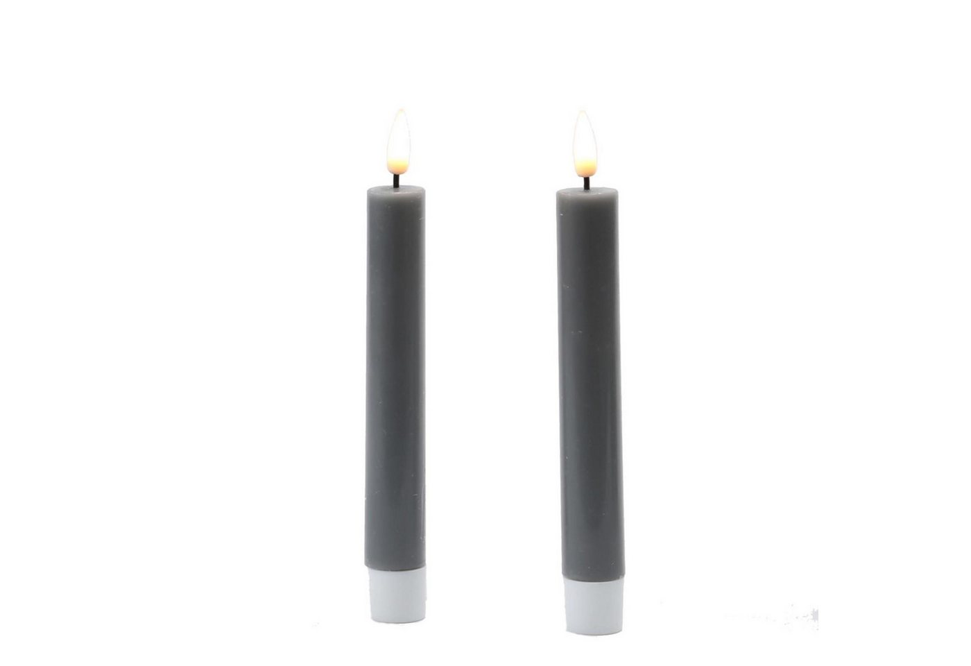 Deluxe Homeart LED-Kerze LED Stabkerzen Mia Tafelkerzen Echtwachs flackernd H: 15cm grau 2St., LED Classic, warmweiß (2100K bis 3000K) Bild 4