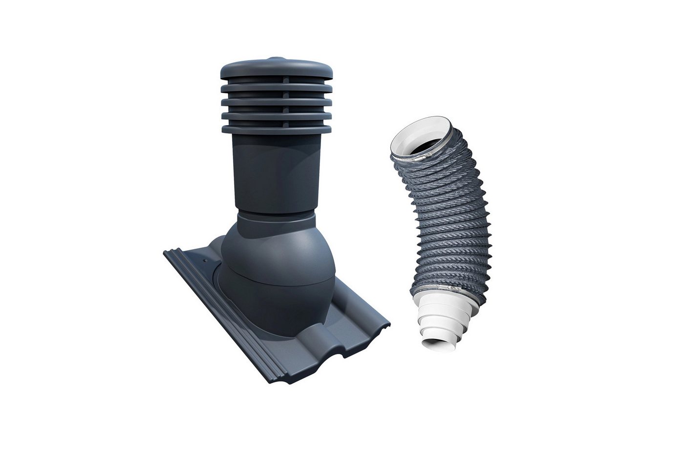 Bandloo Lüftungsschacht Set Eurovent VENTOS X PLUS 150 mm Anthrazit + FLEXOS X PLUS 60 cm Grau, 1-St.