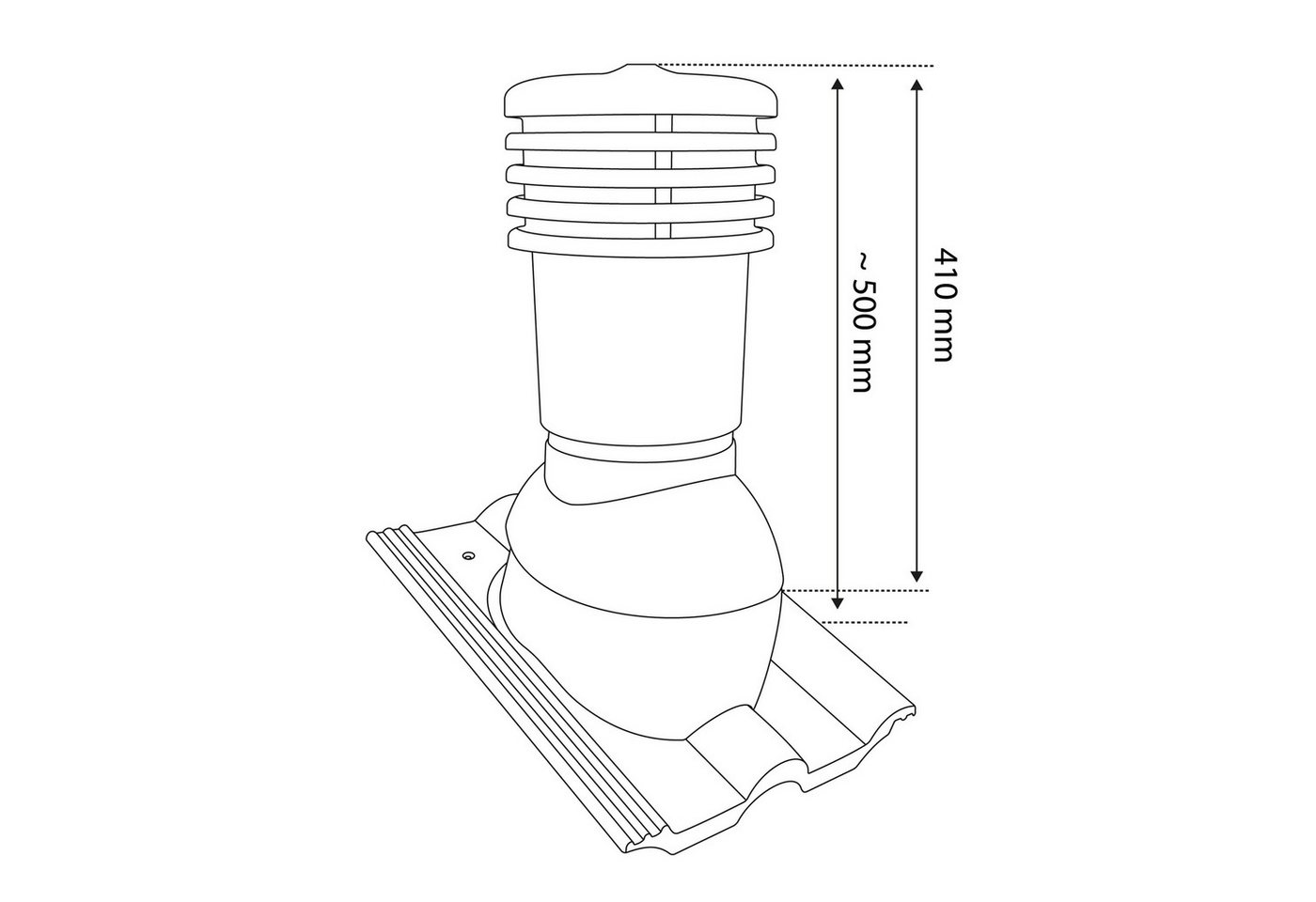 Bandloo Lüftungsschacht Set Eurovent VENTOS X PLUS 150 mm Anthrazit + FLEXOS X PLUS 60 cm Grau, 1-St. Bild 3