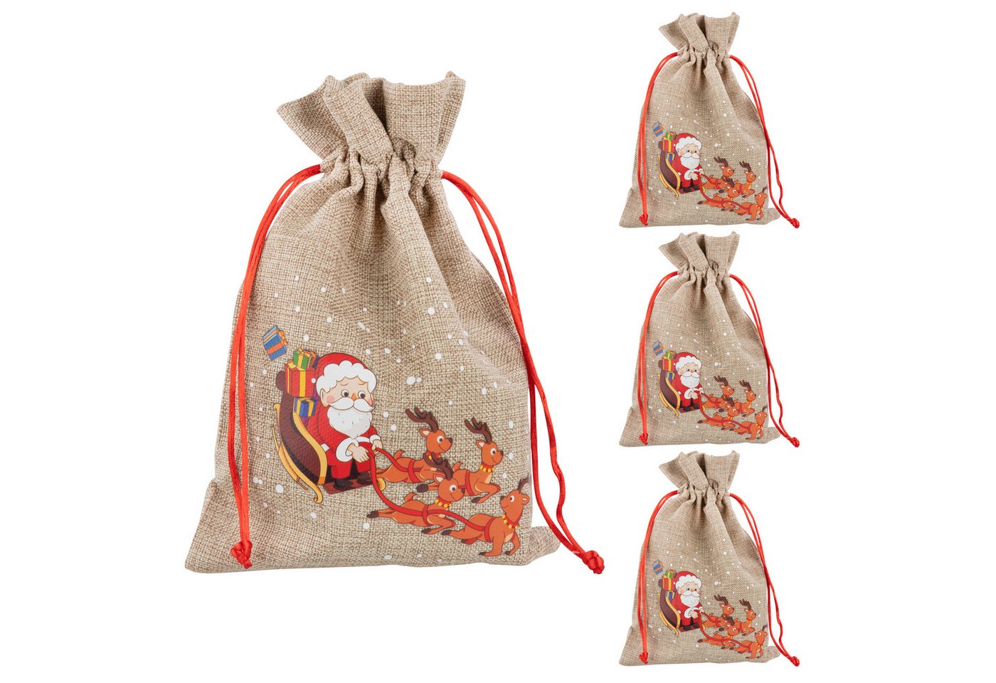 Idena Geschenkpapier Idena Bundle Jutesäcke Weihnachtsmann Schlitten 15x22cm 4 Stück Bild 2