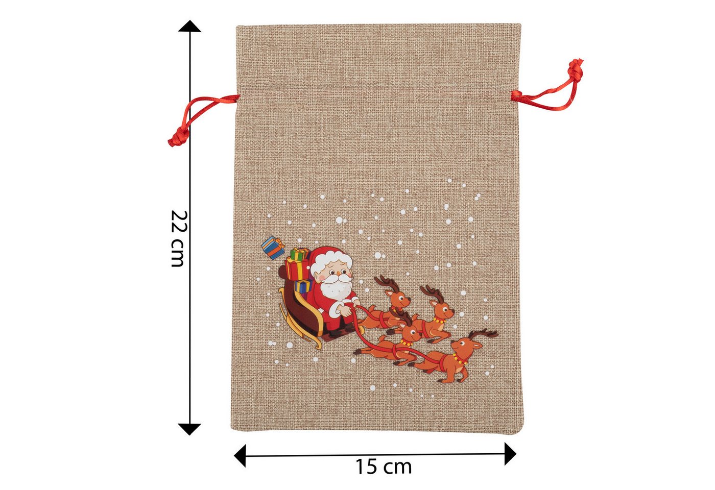 Idena Geschenkpapier Idena Bundle Jutesäcke Weihnachtsmann Schlitten 15x22cm 4 Stück Bild 3