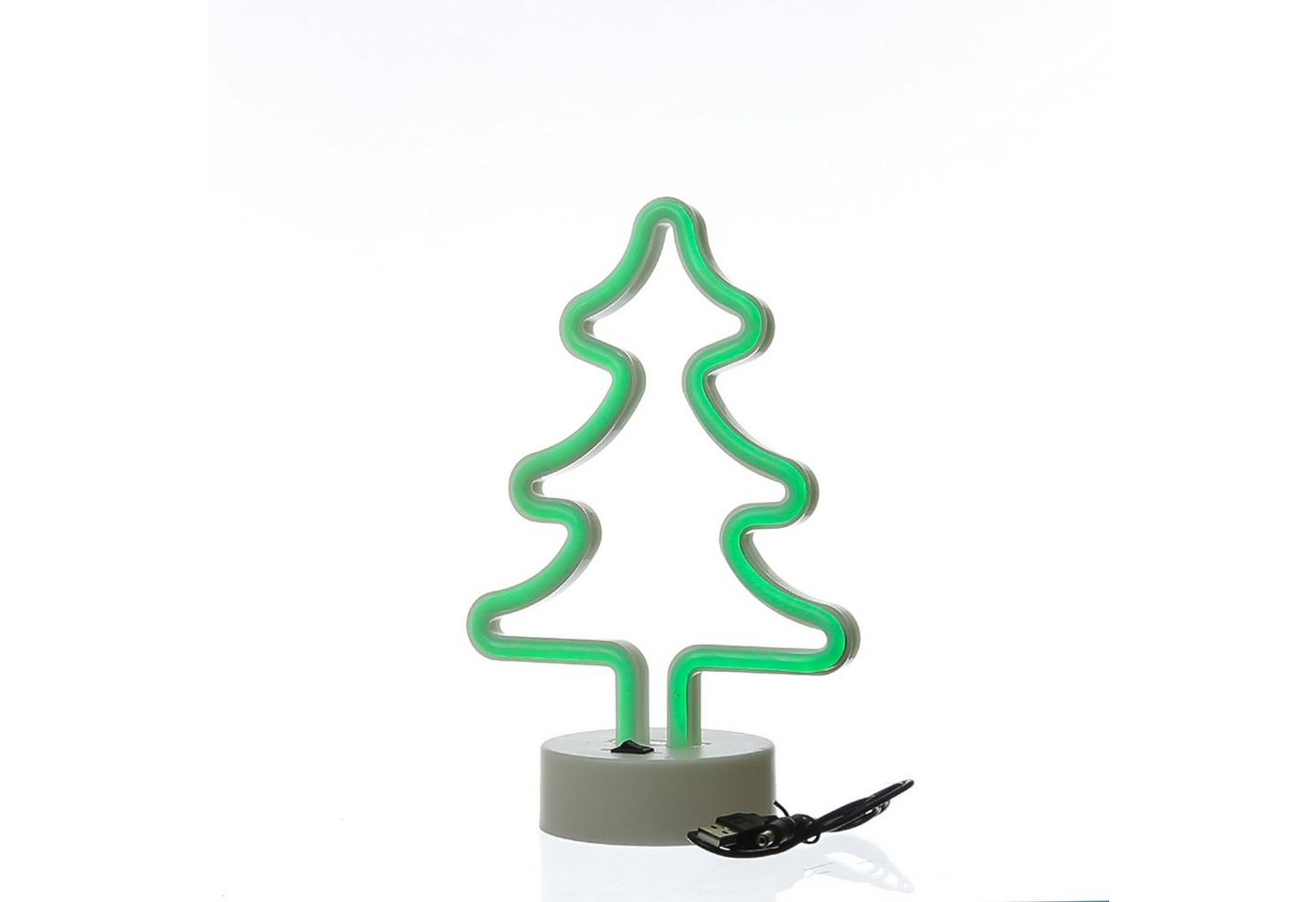SATISFIRE LED Dekolicht LED Neonlicht TANNENBAUM Neonschild Leuchtfigur USB Batterie 27cm, grün Bild 5