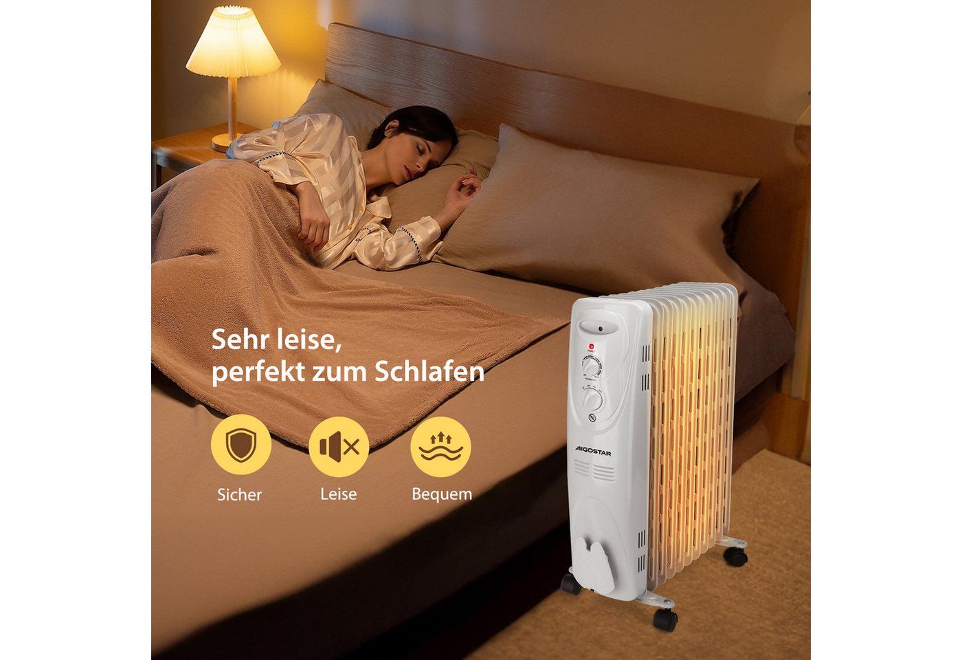Aigostar Ölradiator 2300W Ölradiator energiesparend Heizkörper mit 11 Rippen, regulierbarer Thermostat Bild 4