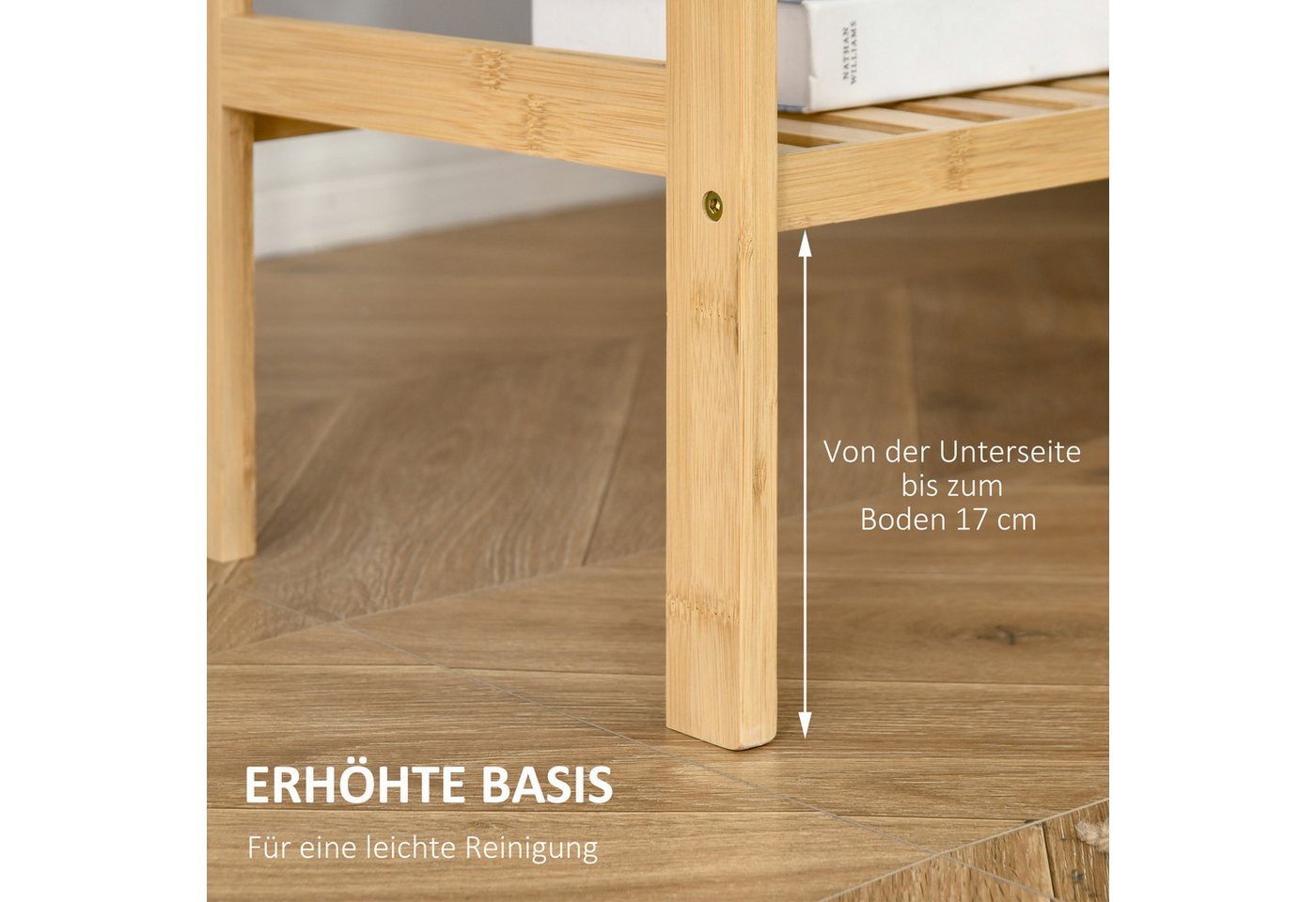 furnicato Standregal Badregal 62x33x112 cm Natur, 1-tlg., Modulares Standregal mit 4 Ablagen für dein Badezimmer Bild 2