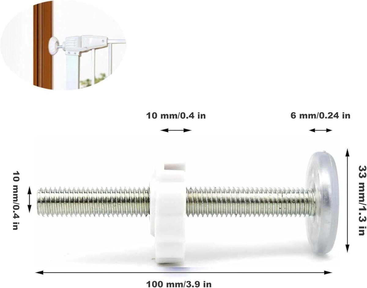 FELIXLEO Türschutzgitter Treppenschutzgitter Verlängerungsschrauben M10 100mm Weiß 6 Stück (6 St) Bild 5