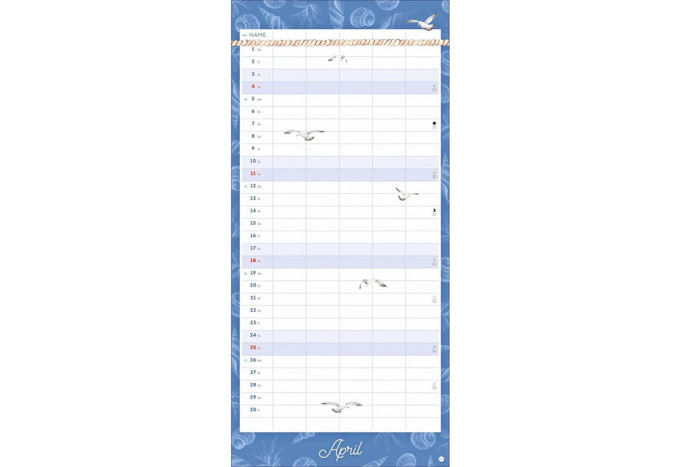HEYE Wandkalender Meer Familie Familienplaner 2027 - Planer für alle an Deck