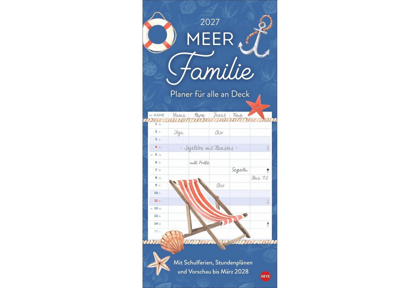 HEYE Wandkalender Meer Familie Familienplaner 2027 - Planer für alle an Deck Bild 3