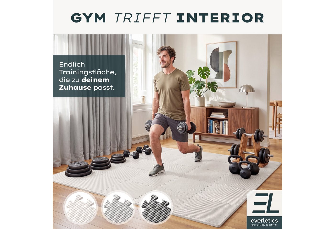 Blumtal Bodenschutzmatte Fitness Set, Bodenmatte Fitness 32x32 cm - Gym Matten, 36-St., Sportboden - ultra tragfähig Bild 2