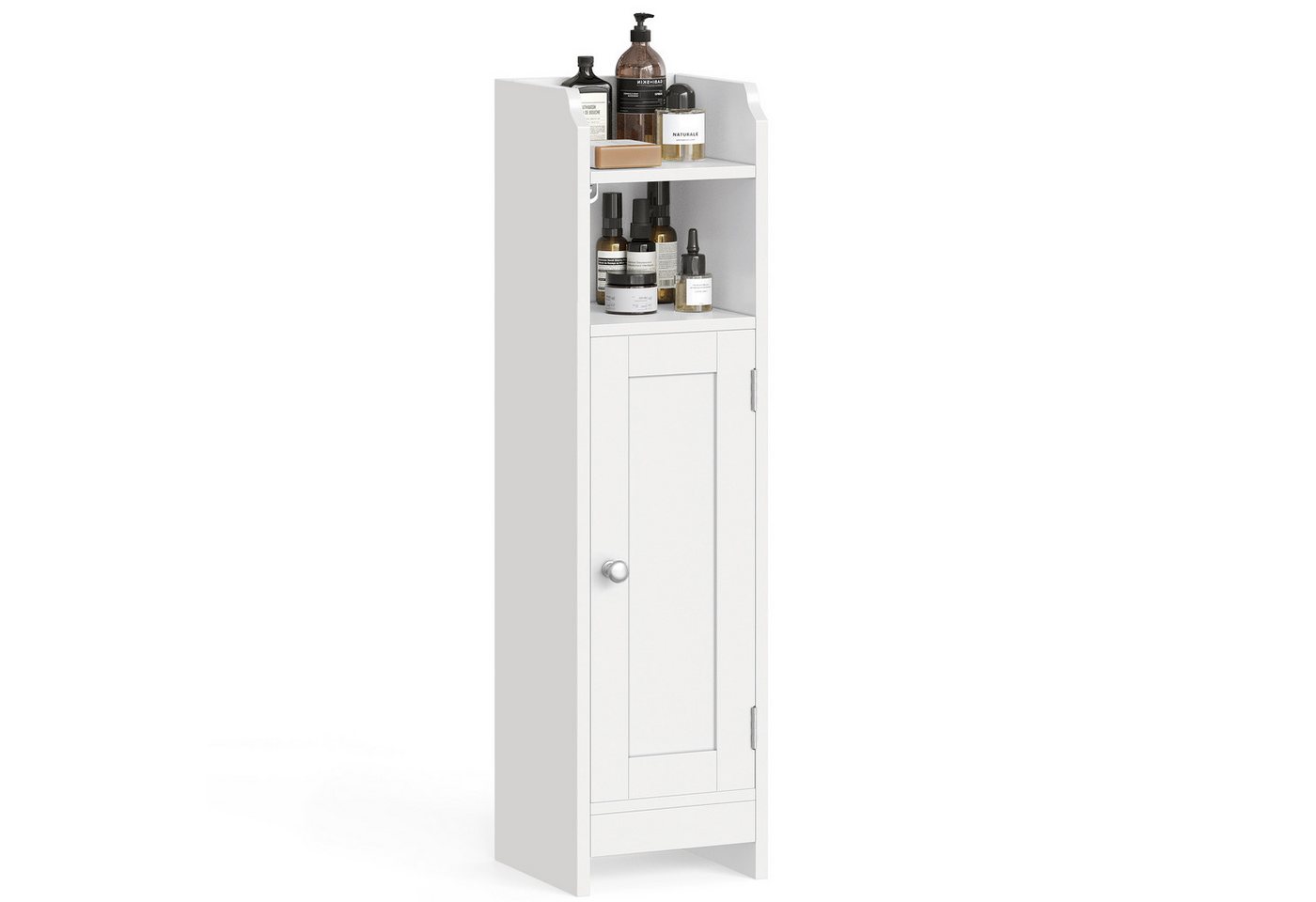 VASAGLE Badkommode Badezimmerschrank Badschrank schmal, stehend, verstellbare Ablagen,20 x 18 x 80 cm,klein,stehend,mit Tür und Regal Bild 5