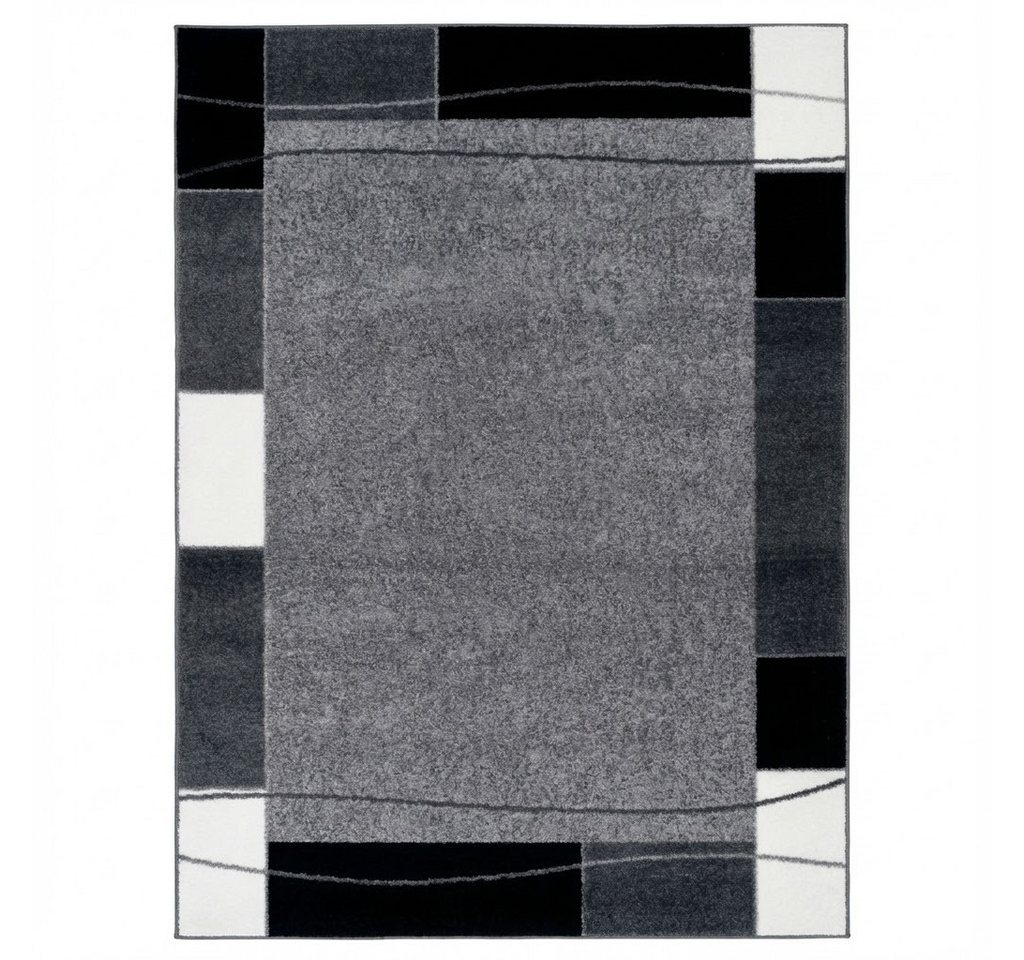 TaraCarpet Teppich Moderner Teppich Aragon 54 Bordüre, rechteckig, Höhe: 13 mm, Designer Bordüre grau Wohnzimmer Schlafzimmer Esszimmer 080X150 cm Bild 4
