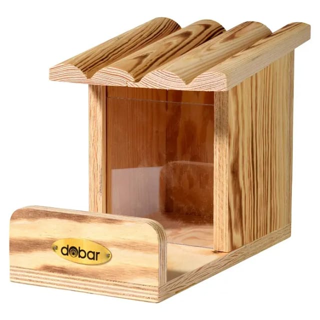 Eichhörnchen-Futterstation mit Futtersilo, Futterstelle aus Holz