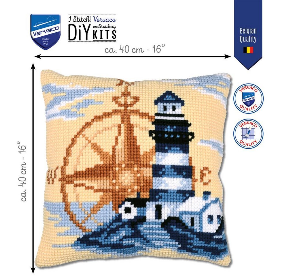 Vervaco Kreativset Vervaco Kreuzstich-Kissen-Set Navy - Stickbild vorgezeichnet, (Set, Vervaco embroidery Kit), Made in Europe Bild 3