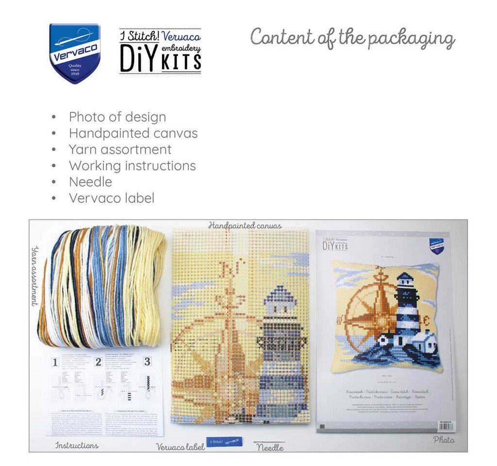 Vervaco Kreativset Vervaco Kreuzstich-Kissen-Set Navy - Stickbild vorgezeichnet, (Set, Vervaco embroidery Kit), Made in Europe Bild 4