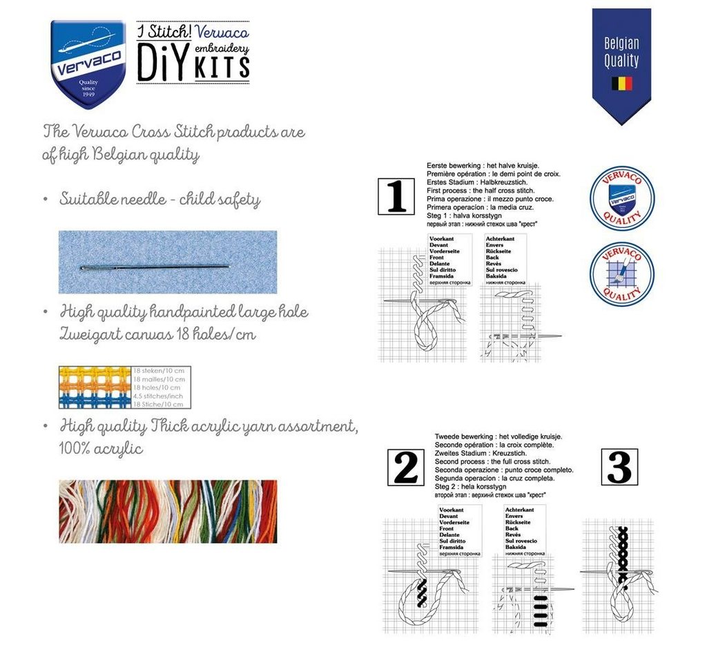 Vervaco Kreativset Vervaco Kreuzstich-Kissen-Set Navy - Stickbild vorgezeichnet, (Set, Vervaco embroidery Kit), Made in Europe Bild 5