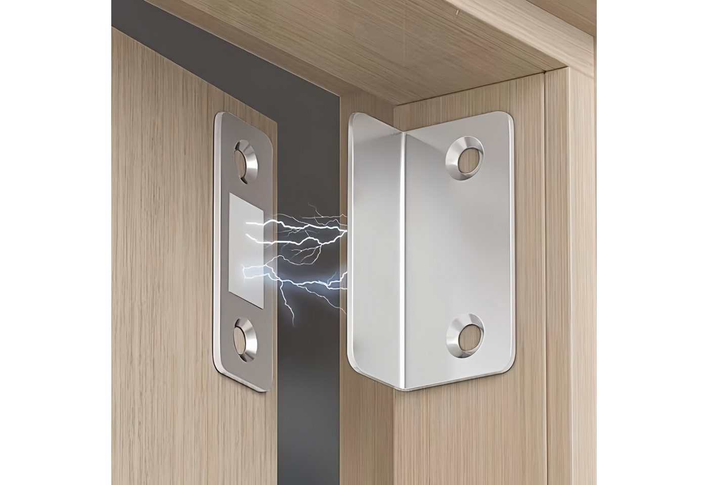 FOUORTUNATE-BEE Wandtürstopper Magnetischer Türstopper ohne Bohren für Schrank- & Zimmertüren (4 St), Unsichtbarer Türmagnet mit starkem Halt für Schiebe- & Möbeltüren Bild 2