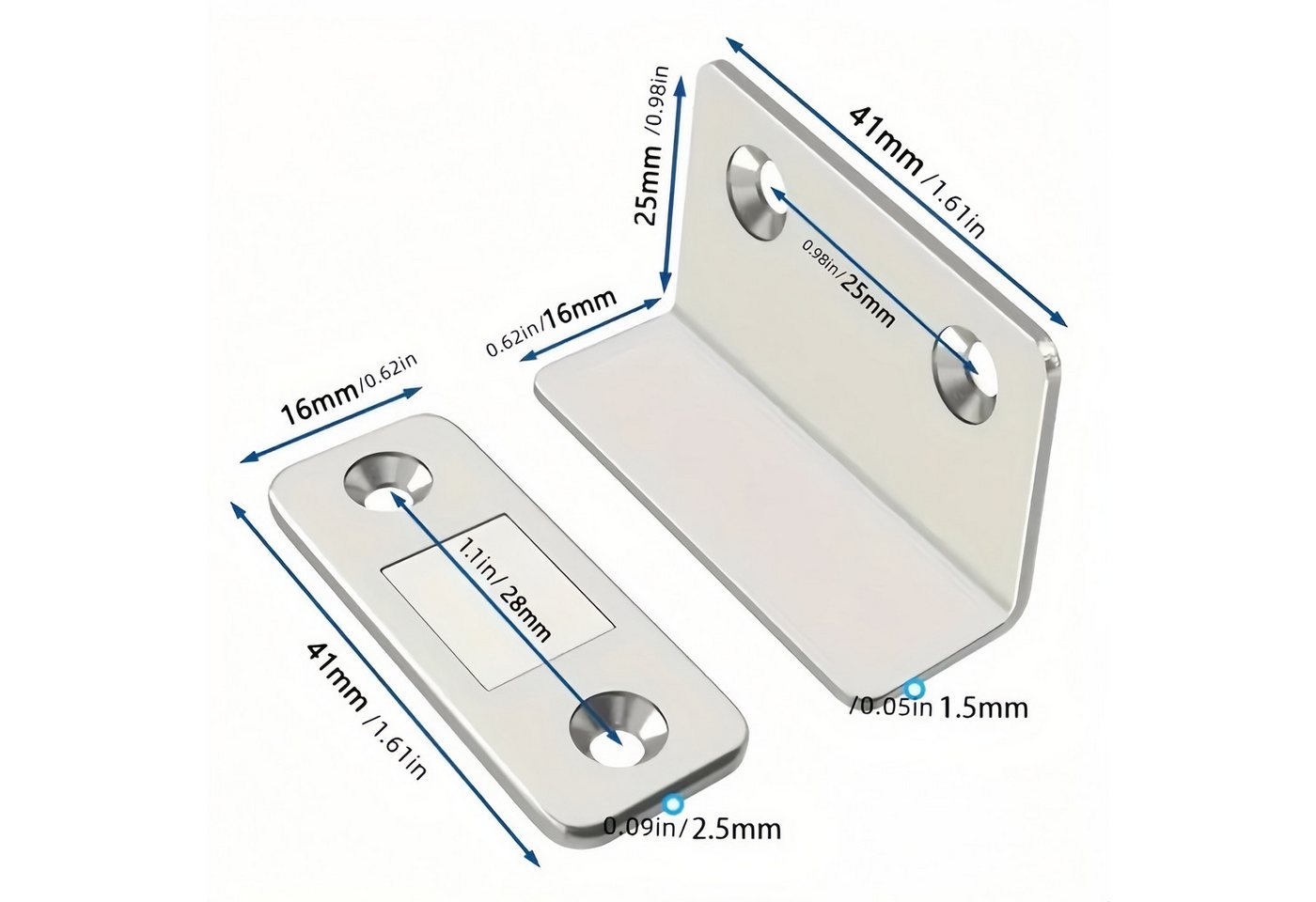 FOUORTUNATE-BEE Wandtürstopper Magnetischer Türstopper ohne Bohren für Schrank- & Zimmertüren (4 St), Unsichtbarer Türmagnet mit starkem Halt für Schiebe- & Möbeltüren Bild 3