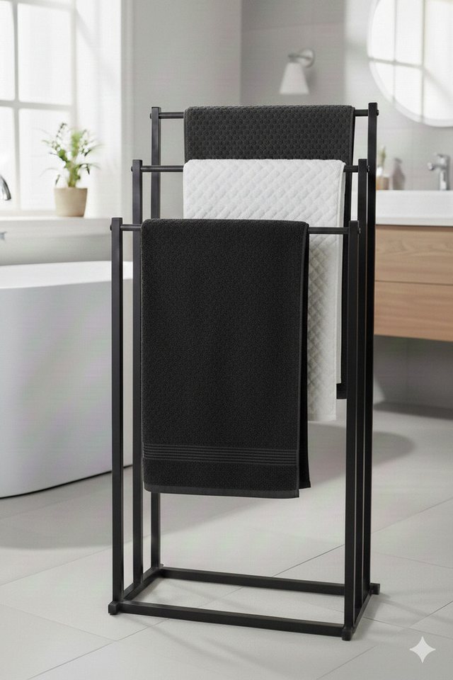 Rungassi Wandregal Moderner Handtuchständer aus Metall Stil & Funktion vereint Schwarz Bild 3
