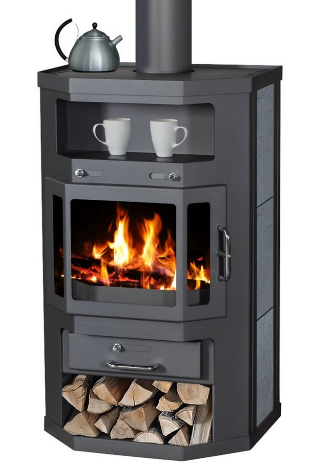 Victoria 05 Kaminofen EEK A Taro Speckstein, schwarz, dauerbrandfähig, 9.04 kW