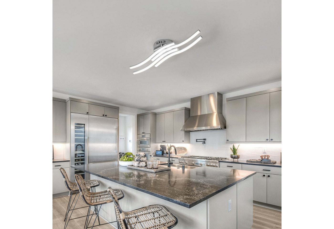 Riserva LED Dekolicht LED Deckenleuchte Silber 24W 4000K moderne Deckenlampe, LED wechselbar