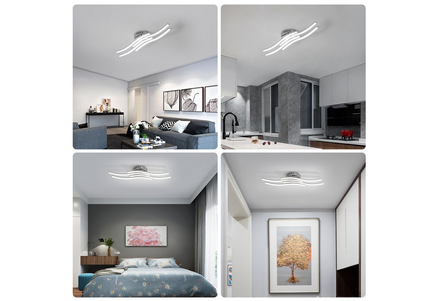 Riserva LED Dekolicht LED Deckenleuchte Silber 24W 4000K moderne Deckenlampe, LED wechselbar Bild 4