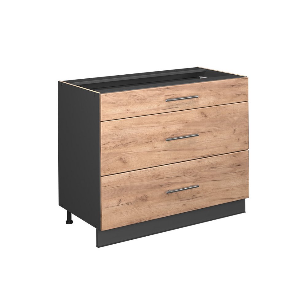 Vicco Unterschrank Fame-Line, Goldkraft Eiche/Anthrazit, 100 cm, AP Eiche (1-St)
