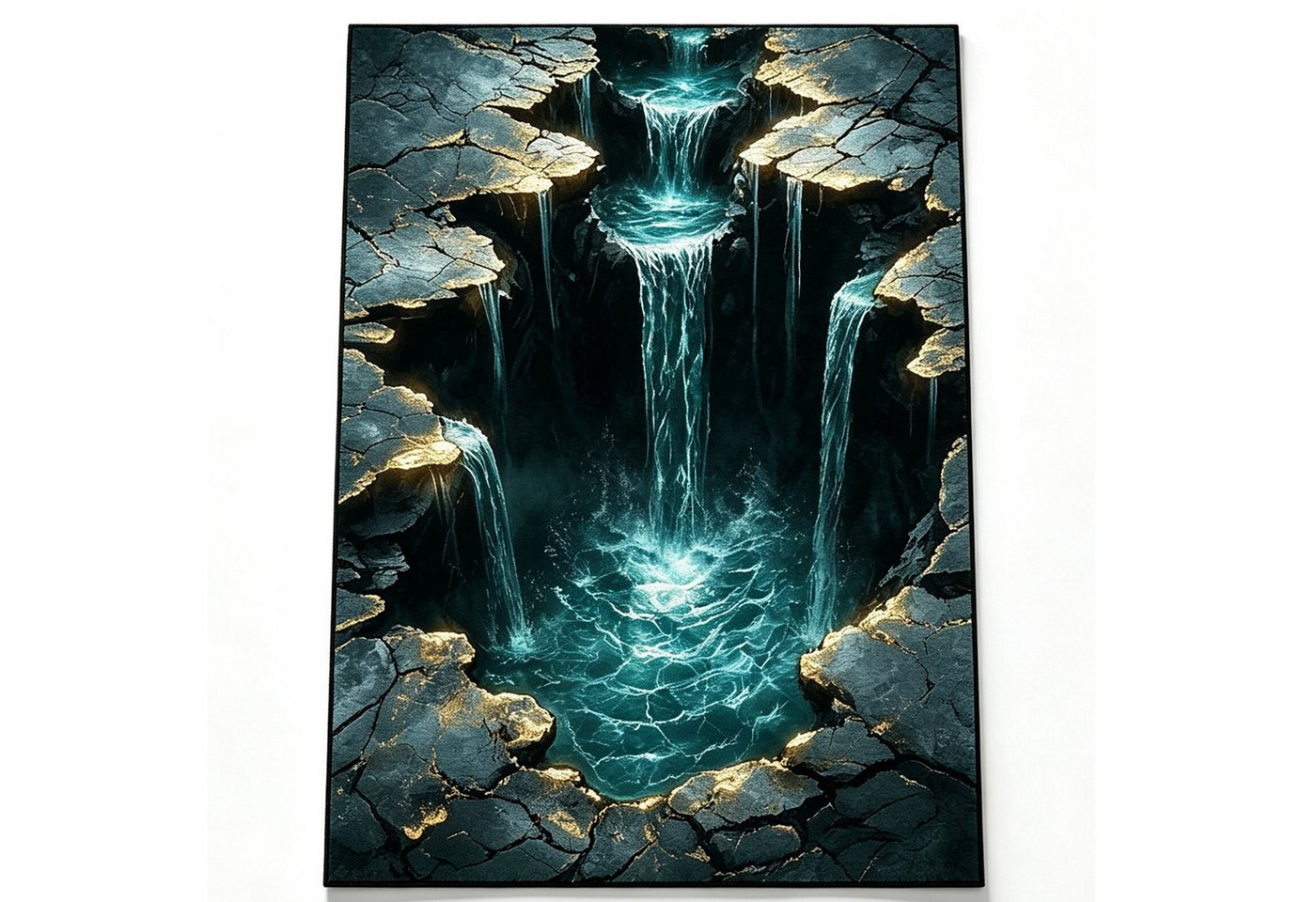 Jumpeak Teppich 3D-Optik-Teppiche, Wasserfall-Motive, rutschfeste Kurzflor-Teppiche, Rechteck, Höhe: 5 mm, Rectangular, 5mm dick, faux cashmere, indoor rug, machine-washable rug