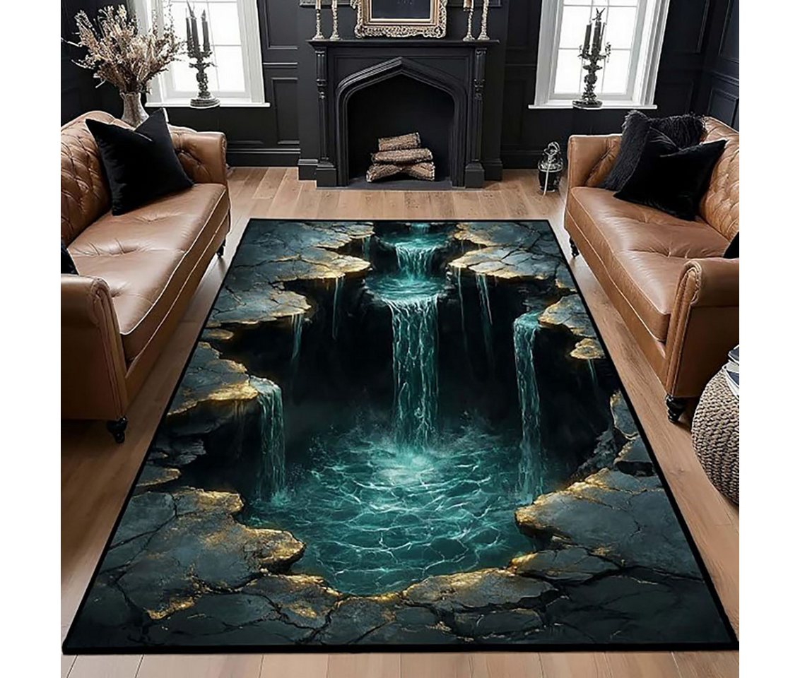 Jumpeak Teppich 3D-Optik-Teppiche, Wasserfall-Motive, rutschfeste Kurzflor-Teppiche, Rechteck, Höhe: 5 mm, Rectangular, 5mm dick, faux cashmere, indoor rug, machine-washable rug Bild 4