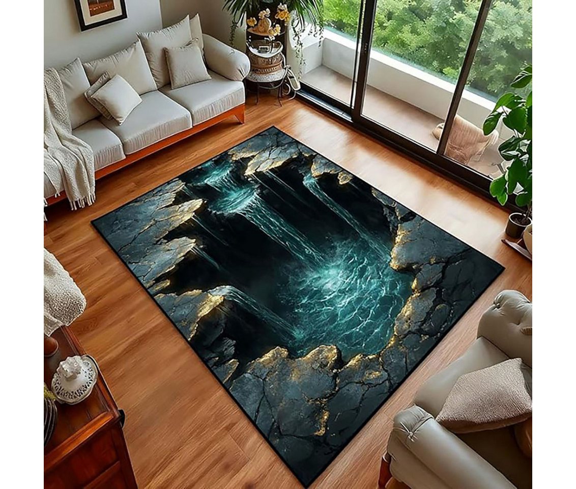 Jumpeak Teppich 3D-Optik-Teppiche, Wasserfall-Motive, rutschfeste Kurzflor-Teppiche, Rechteck, Höhe: 5 mm, Rectangular, 5mm dick, faux cashmere, indoor rug, machine-washable rug Bild 5