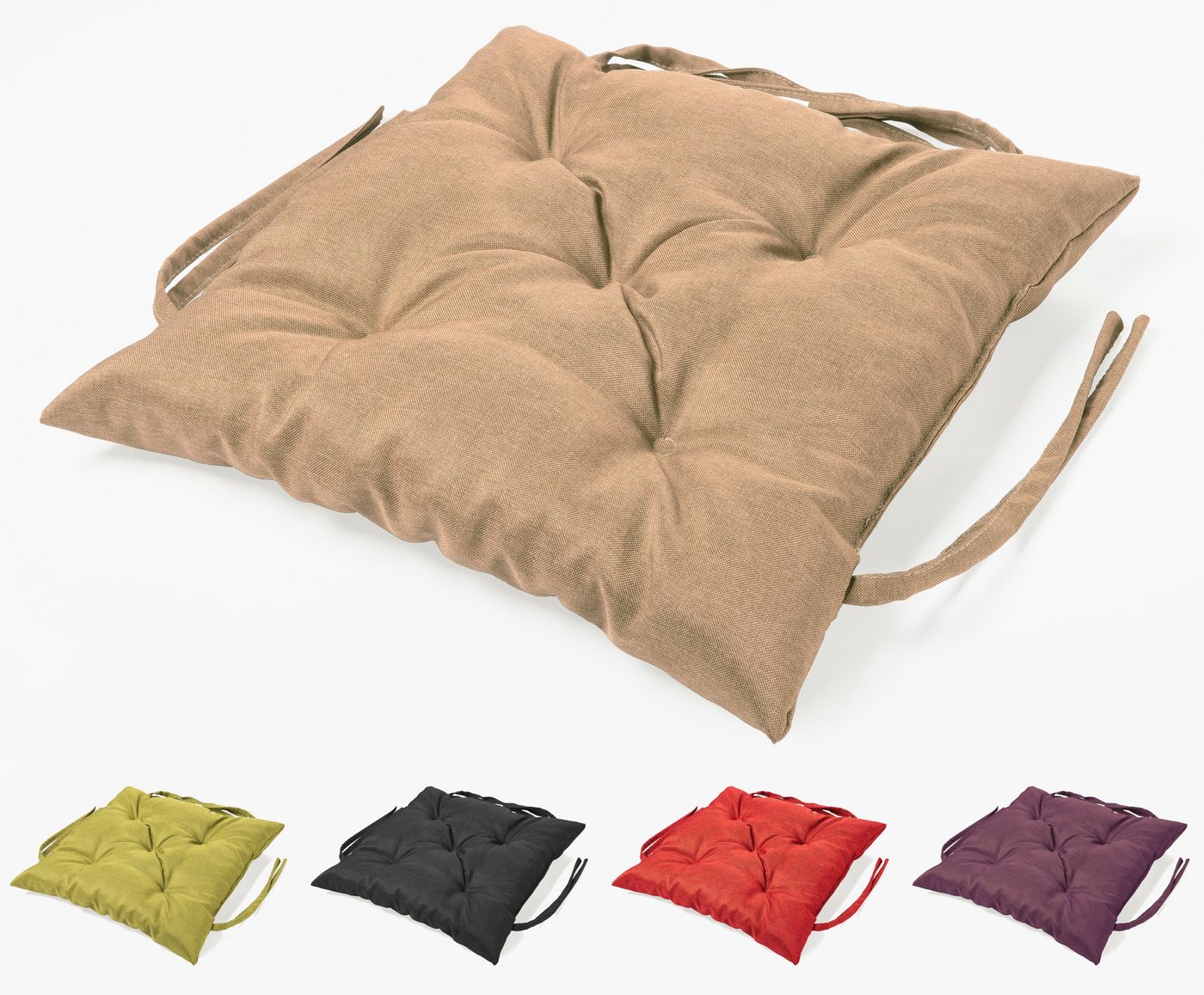 sunnypillow Bankauflage Bankauflage Stuhlkissen viele Farben und Größen zur Auswahl, 40 x 40 cm sandfarben Bild 3
