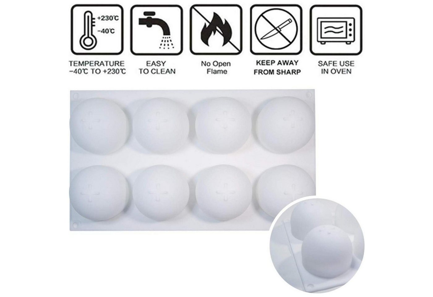 LuxusKollektion Silikonform Silikonform Kugel 8 Hohlraeume 2er Pack Bild 4