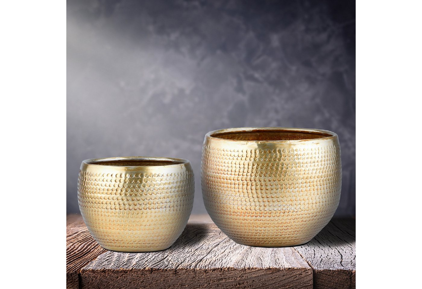 Marrakesch Orient & Mediterran Interior Übertopf Vaso da fiori decorativo moderno Elis Gold, 15 cm (1 St), Handarbeit