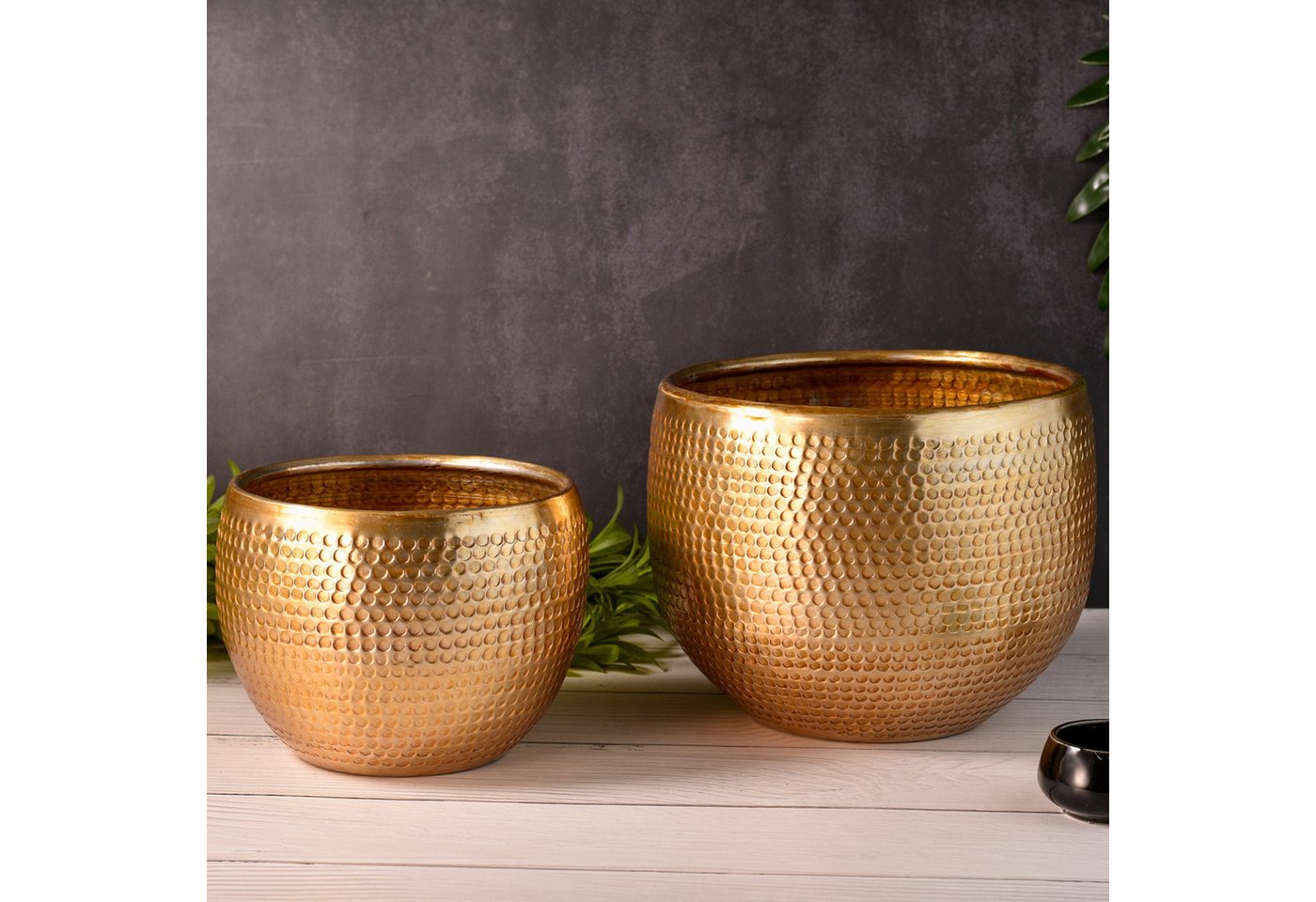 Marrakesch Orient & Mediterran Interior Übertopf Vaso da fiori decorativo moderno Elis Gold, 15 cm (1 St), Handarbeit Bild 2
