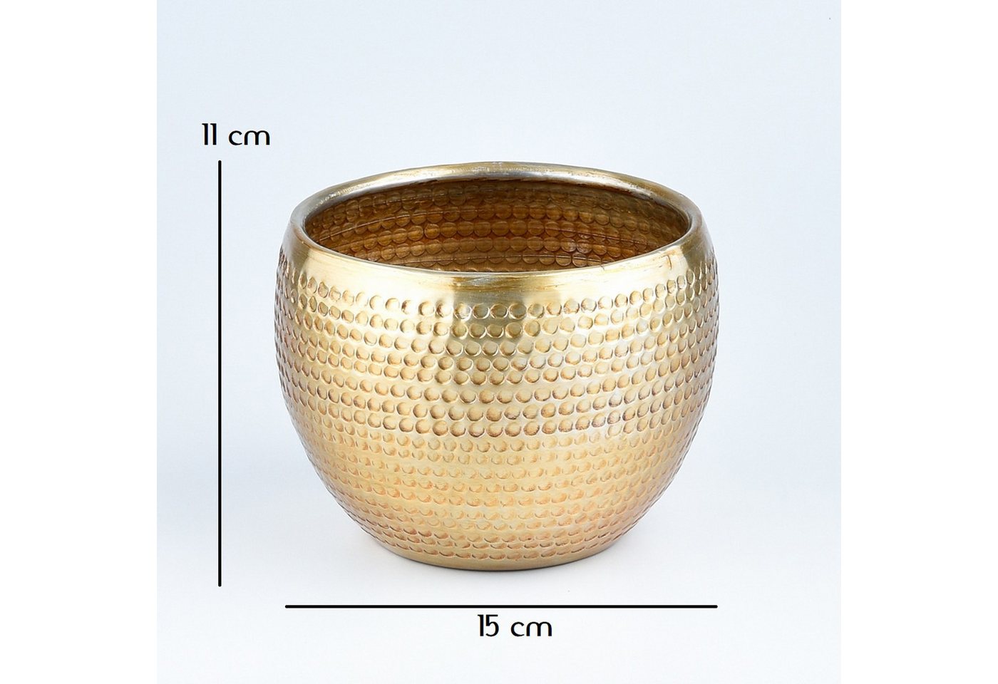 Marrakesch Orient & Mediterran Interior Übertopf Vaso da fiori decorativo moderno Elis Gold, 15 cm (1 St), Handarbeit Bild 4