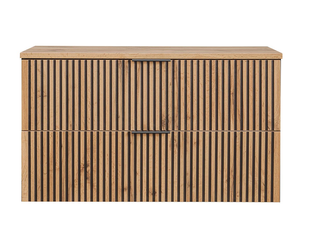einfachgutemoebel Waschtisch-Set Bad Waschplatz Tribune 100cm, Aufsatzbecken m, Schwarz - Wotan-Eiche, (Badmöbel Set, 1-St., Waschtisch Unterschrank) Bild 2