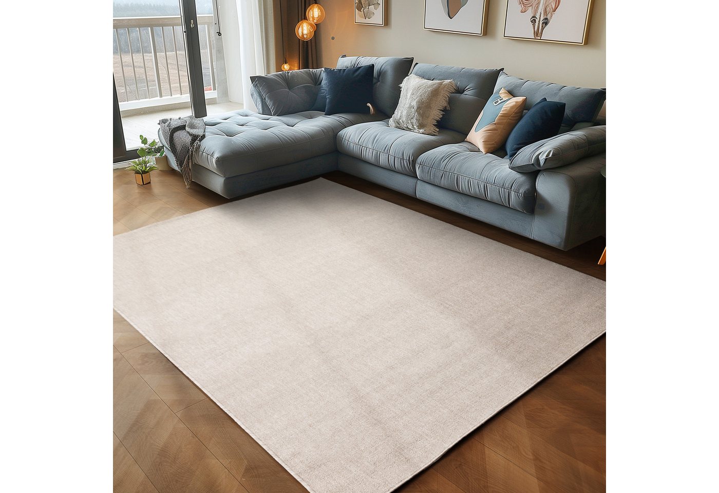 Carpettex Schlingenteppich Unicolor - Einfarbig, Rechteckig, Höhe: 7 mm, Kurzflor Schlingen Teppich Wohnzimmer Einfarbig Modern