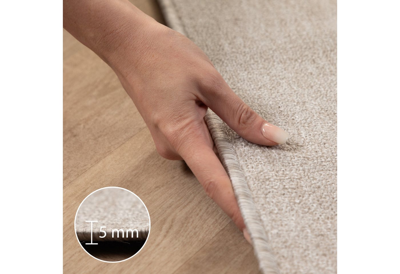 Carpettex Schlingenteppich Unicolor - Einfarbig, Rechteckig, Höhe: 7 mm, Kurzflor Schlingen Teppich Wohnzimmer Einfarbig Modern Bild 4