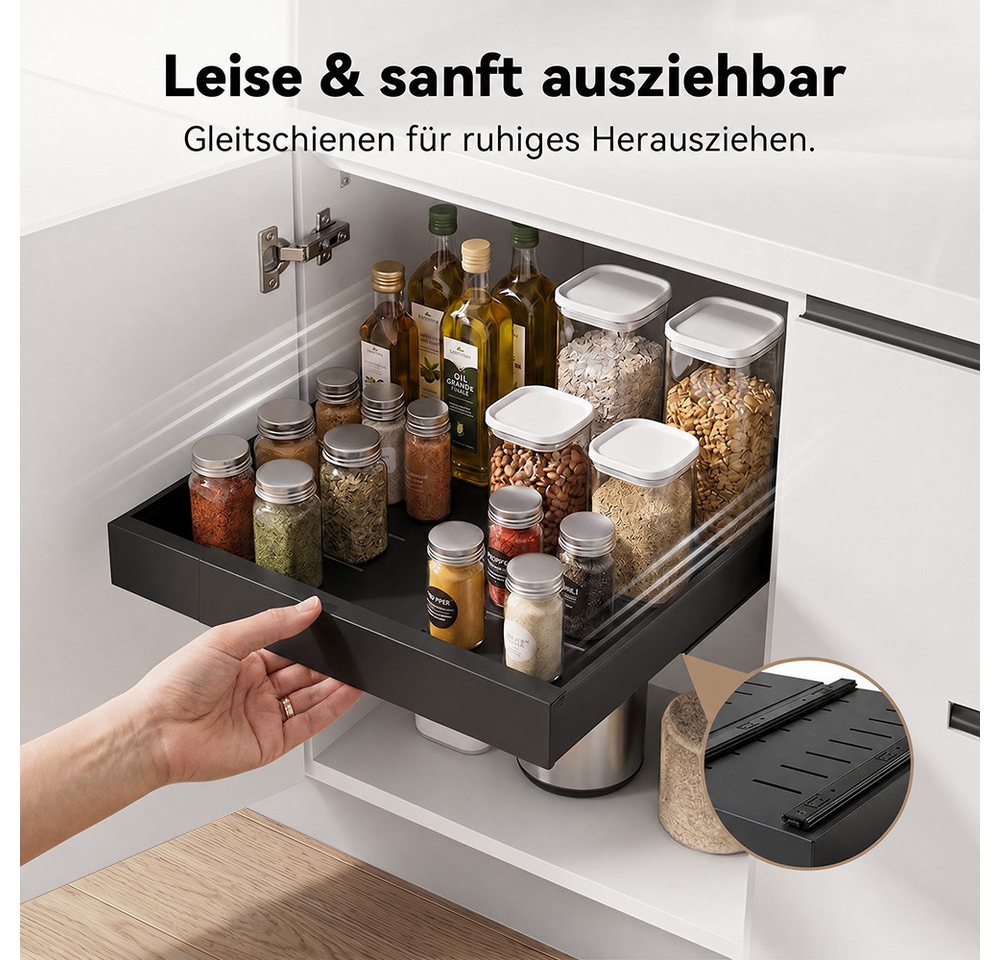 VIVREAL Küchenorganizer-Set Teleskopschublade küche, Besteckkasten für schubladen, ohne Bohren, (2-tlg), Flexibel 32–52 cm, bis 15 kg belastbar, für Küche Speisekammer Bild 2