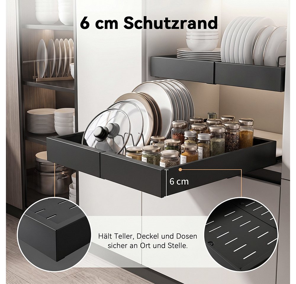 VIVREAL Küchenorganizer-Set Teleskopschublade küche, Besteckkasten für schubladen, ohne Bohren, (2-tlg), Flexibel 32–52 cm, bis 15 kg belastbar, für Küche Speisekammer Bild 5