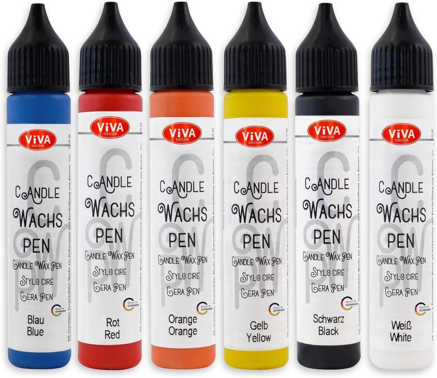 LM-Kreativ Kerzenmalfarbe Wachs Pen Set Rainbow – 6 Farben je 28 ml, Kerzenstifte-Set, deckend, mischbar, feine Spitze Bild 2
