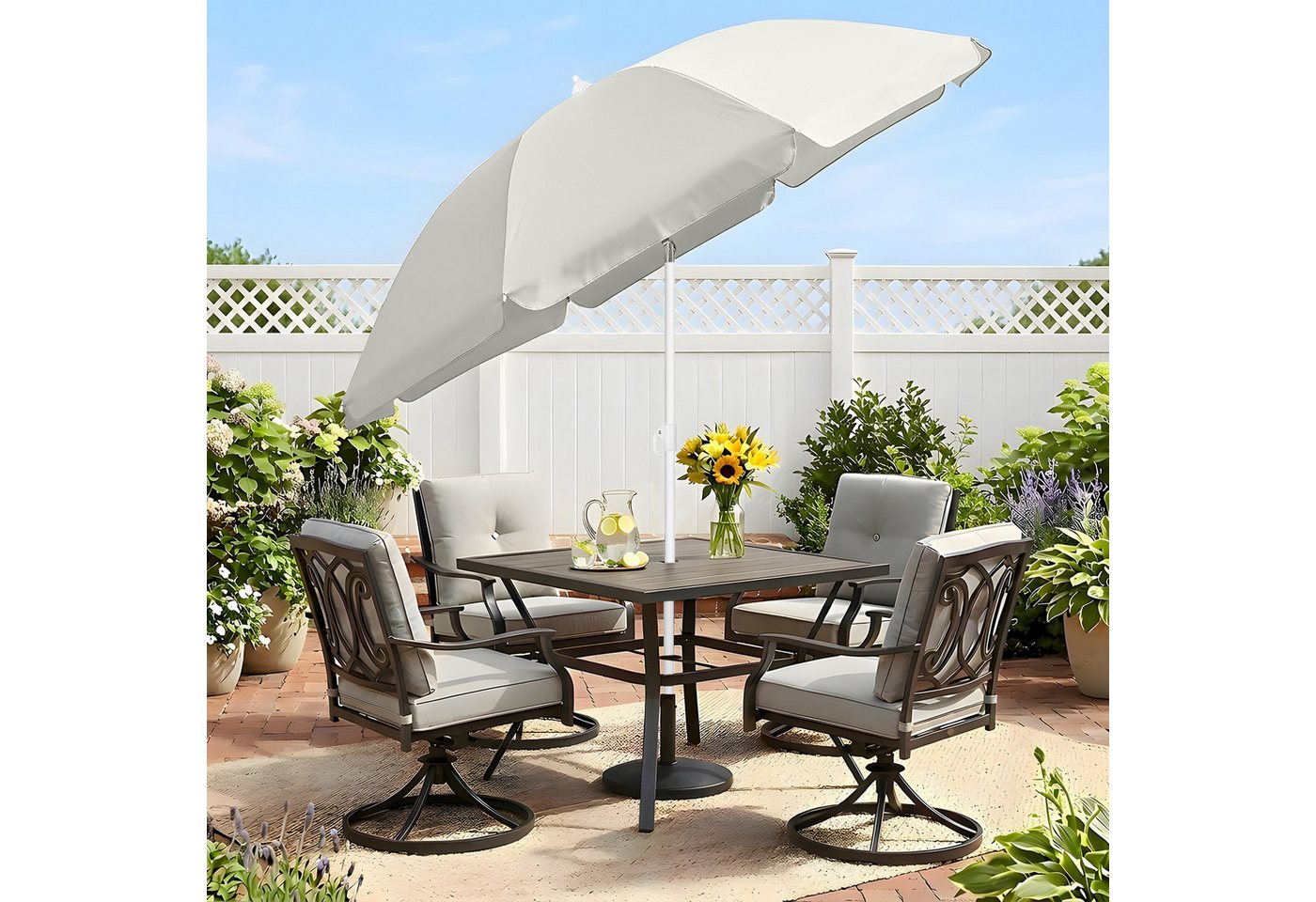 SUNULA Sonnenschirm 160 cm Balkonschirm Strandschirm knickbar mit Bodenhülse & Schutzhülle, Höhenverstellbar und Neigbar, UV-Schutz 50+ Bild 5