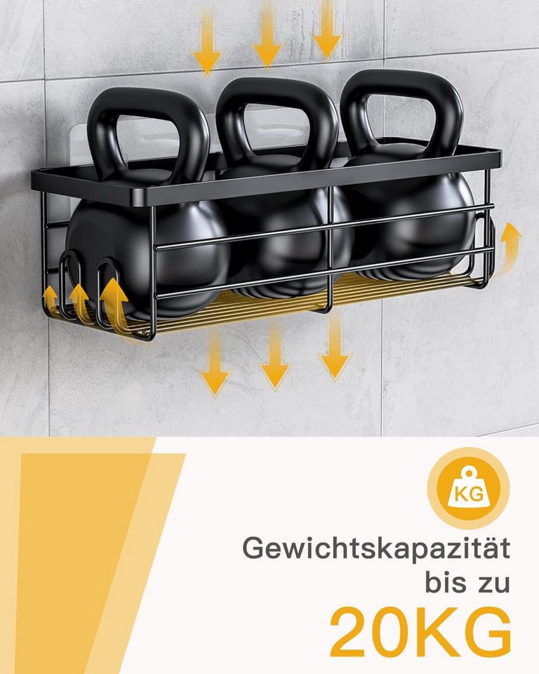 Fyrove Duschablage Duschablage Ohne Bohren, 5 Stück Duschregal Badezimmer Organizer, Badregal Shampoo Halterung für Dusche, Schwarz Duschkorb Regal, Rostfreie, Kohlenstoffstahl Bild 5