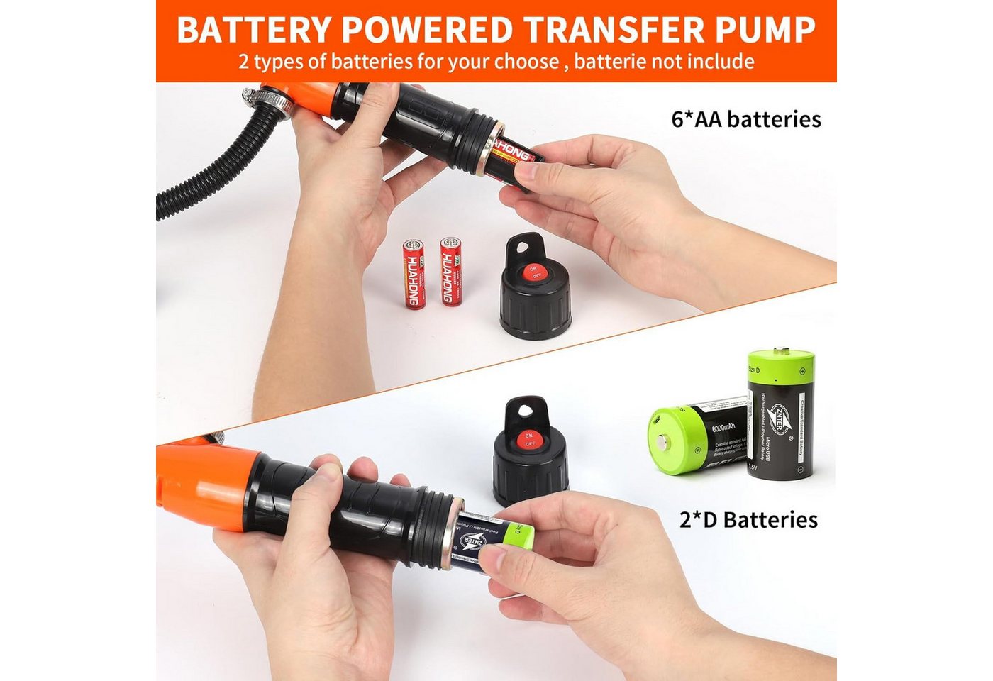 AIBISTAR Elektropumpe Elektrische Wasserpumpe Kraftstoffpumpe,Förderpumpe,abnehmbar, 2,4 GPM (ca. 9 L/min),Schlauchlänge: 16 Zoll (ca. 40 cm)
