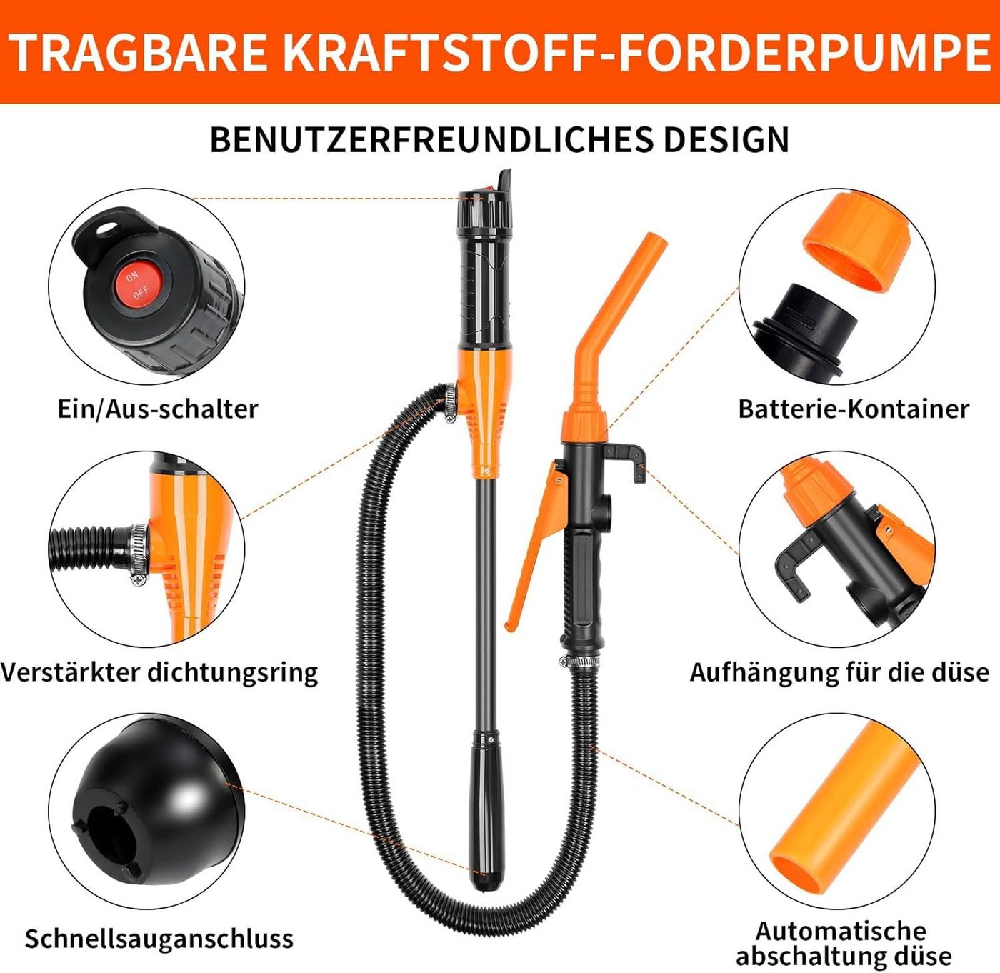 AIBISTAR Elektropumpe Elektrische Wasserpumpe Kraftstoffpumpe,Förderpumpe,abnehmbar, 2,4 GPM (ca. 9 L/min),Schlauchlänge: 16 Zoll (ca. 40 cm) Bild 4