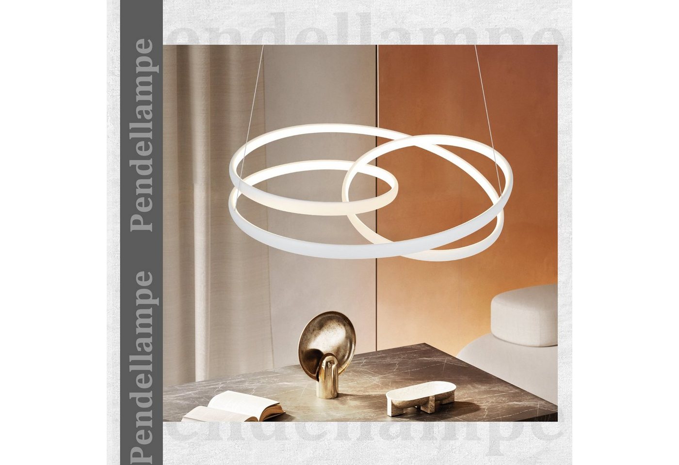 ZMH LED Pendelleuchte Esstisch - 150CM Hängeleuchte Dimmbar 55W Esstischlampe Wohnzimmer, LED fest integriert, 3000-6500k, mit Fernbedienung, Wohnzimmerlampe Hängend, Modern, weiß/schwarz Bild 5