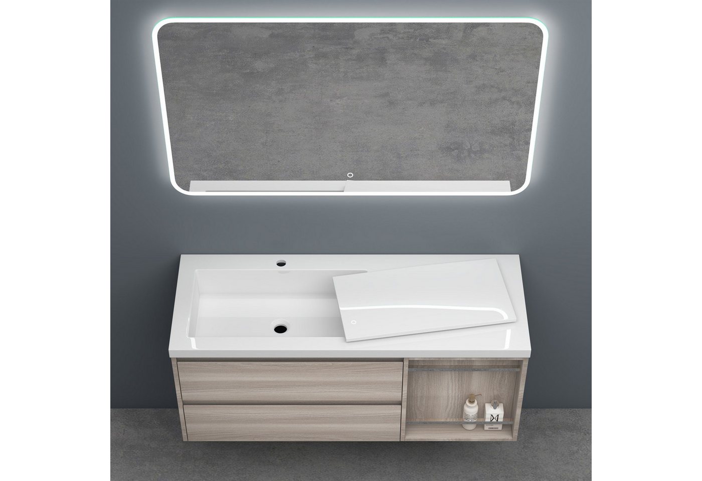 doporro Badmöbel-Set Badmöbel-Set Waschtisch Design MDF-Platte mit Melaminbeschichtung Open, Großer Stauraum, Wasser abweisend Bild 2