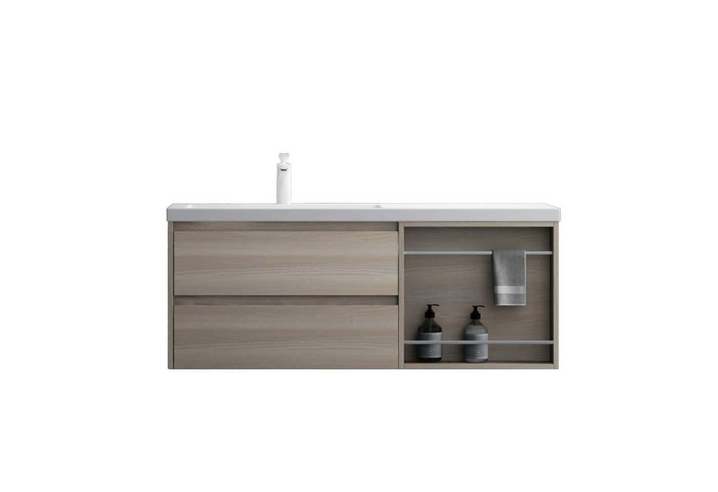 doporro Badmöbel-Set Badmöbel-Set Waschtisch Design MDF-Platte mit Melaminbeschichtung Open, Großer Stauraum, Wasser abweisend Bild 4
