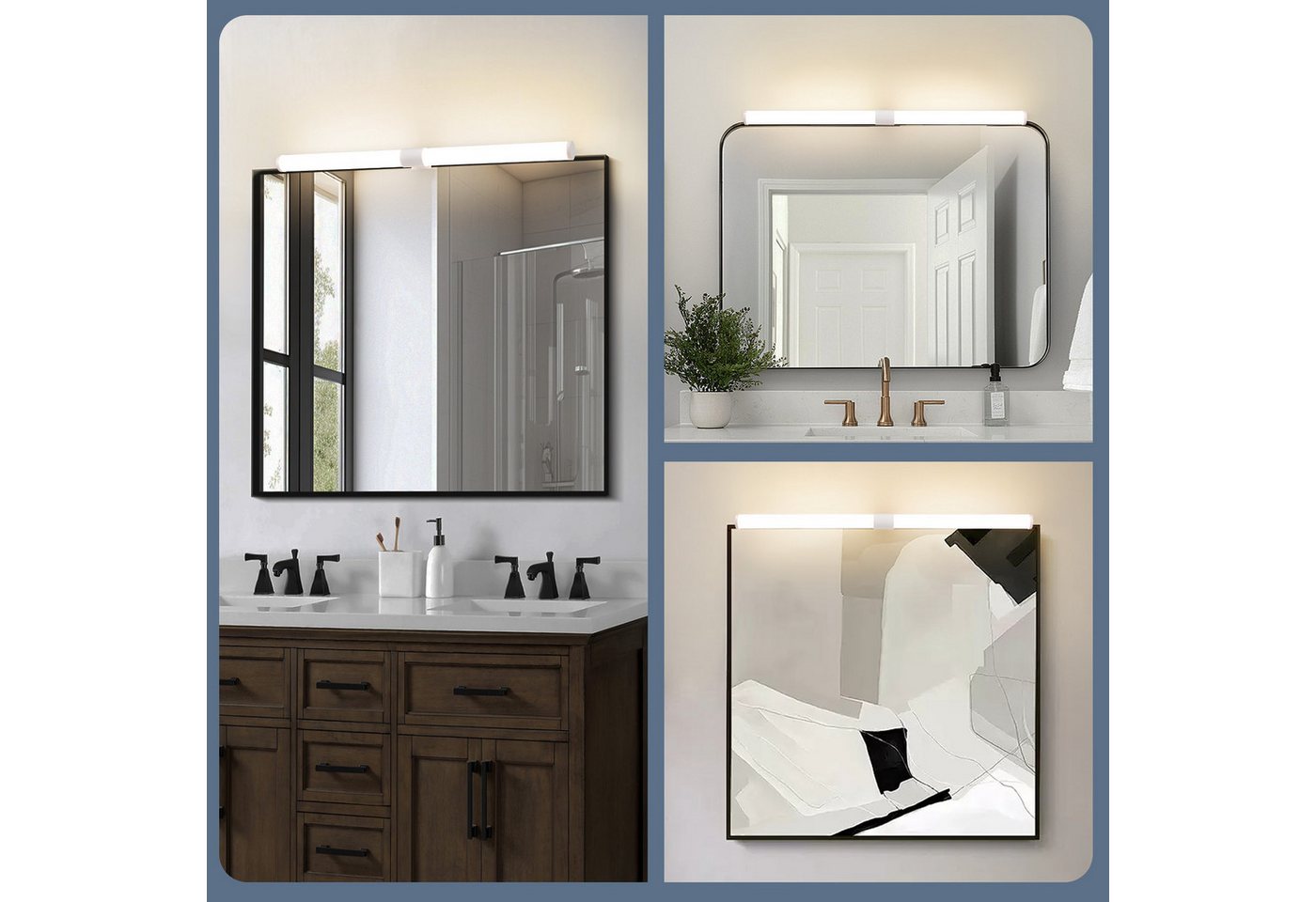 ZMH LED Spiegelleuchte Modern 40/60CM Wandlampe 6W 4000K für schrank Keller, LED fest integriert, Neutralweiß, Schwarz Klemmbar Wandleuchte Küche